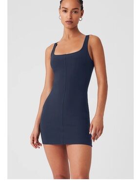 ALO Yoga Navy Tank Top with Square Neckline